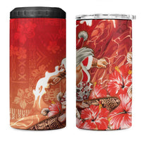 Hawaii Funny Christmas 4 in 1 Can Cooler Tumbler Santa Surfing With Tapa Pattern - Polynesian Pride