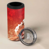 Hawaii Funny Christmas 4 in 1 Can Cooler Tumbler Santa Surfing With Tapa Pattern - Polynesian Pride