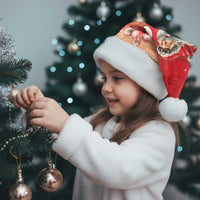 Hawaii Funny Christmas Santa Hat Santa Surfing With Tapa Pattern - Polynesian Pride