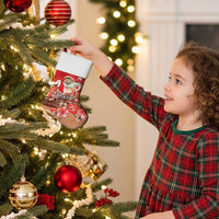 Hawaii Funny Christmas Stocking Santa Surfing With Tapa Pattern - Polynesian Pride