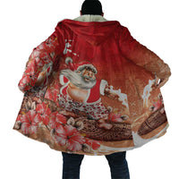 Hawaii Funny Christmas Cloak Santa Surfing With Tapa Pattern - Polynesian Pride