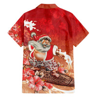 Hawaii Funny Christmas Family Matching Summer Maxi Dress and Hawaiian Shirt Santa Surfing With Tapa Pattern - Polynesian Pride