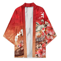 Hawaii Funny Christmas Kimono Santa Surfing With Tapa Pattern - Polynesian Pride