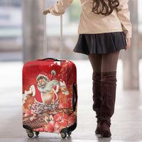 Hawaii Funny Christmas Luggage Cover Santa Surfing With Tapa Pattern - Polynesian Pride