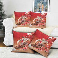 Hawaii Funny Christmas Pillow Cover Santa Surfing With Tapa Pattern - Polynesian Pride