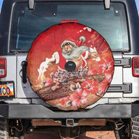 Hawaii Funny Christmas Spare Tire Cover Santa Surfing With Tapa Pattern - Polynesian Pride