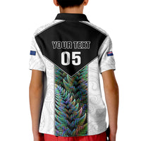 Custom New Zealand Fern Rugby Kid Polo Shirt World Cup 2023 Paua Shell Maori Pattern LT05 - Polynesian Pride