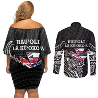 Hawaii November 28th Is My Independence Day Couples Matching Off Shoulder Short Dress and Long Sleeve Button Shirt