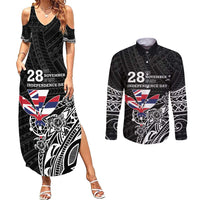 Hawaii November 28th Is My Independence Day Couples Matching Summer Maxi Dress and Long Sleeve Button Shirt
