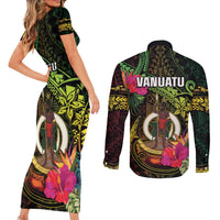 Vanuatu Couples Matching Short Sleeve Bodycon Dress and Long Sleeve Button Shirt Be Strong Pray For Port Vila