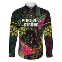 Vanuatu Family Matching Tank Maxi Dress and Hawaiian Shirt Be Strong Pray For Port Vila LT05 Dad's Shirt - Long Sleeve Black - Polynesian Pride