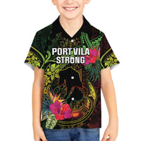 Vanuatu Family Matching Tank Maxi Dress and Hawaiian Shirt Be Strong Pray For Port Vila LT05 Son's Shirt Black - Polynesian Pride