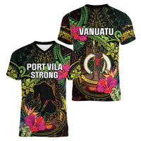 Vanuatu Women V-Neck T-Shirt Be Strong Pray For Port Vila