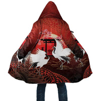 Hawaii and Japan Together Cloak Polynesian Art Tattoo With Cranes And Sakura - Polynesian Pride