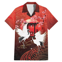 Hawaii and Japan Together Family Matching Mermaid Dress and Hawaiian Shirt Polynesian Art Tattoo With Cranes And Sakura - Polynesian Pride