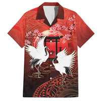 Hawaii and Japan Together Hawaiian Shirt Polynesian Art Tattoo With Cranes And Sakura - Polynesian Pride
