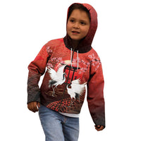 Hawaii and Japan Together Kid Hoodie Polynesian Art Tattoo With Cranes And Sakura LT05 - Polynesian Pride