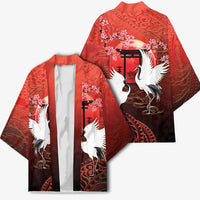 Hawaii and Japan Together Kimono Polynesian Art Tattoo With Cranes And Sakura LT05 - Polynesian Pride