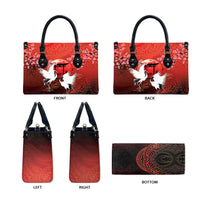 Hawaii and Japan Together Leather Bag Polynesian Art Tattoo With Cranes And Sakura - Polynesian Pride