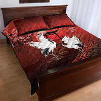 Hawaii and Japan Together Quilt Bed Set Polynesian Art Tattoo With Cranes And Sakura - Polynesian Pride