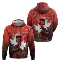 Hawaii and Japan Together Zip Hoodie Polynesian Art Tattoo With Cranes And Sakura - Polynesian Pride