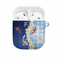 Hawaii And Japan AirPods Case Plumeria Lei With Koi Fish Blue - Polynesian Pride