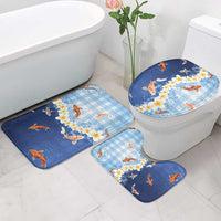 Hawaii And Japan Bathroom Set Plumeria Lei With Koi Fish Blue - Polynesian Pride
