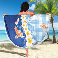 Hawaii And Japan Beach Blanket Plumeria Lei With Koi Fish Blue - Polynesian Pride