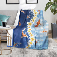Hawaii And Japan Blanket Plumeria Lei With Koi Fish Blue - Polynesian Pride