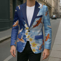 Hawaii And Japan Blazer Plumeria Lei With Koi Fish Blue - Polynesian Pride