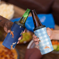 Hawaii And Japan 4 in 1 Can Cooler Tumbler Plumeria Lei With Koi Fish Blue - Polynesian Pride