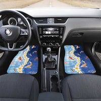 Hawaii And Japan Car Mats Plumeria Lei With Koi Fish Blue - Polynesian Pride