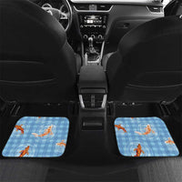 Hawaii And Japan Car Mats Plumeria Lei With Koi Fish Blue - Polynesian Pride