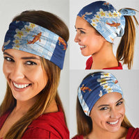 Hawaii And Japan Neck Gaiter Plumeria Lei With Koi Fish Blue - Polynesian Pride