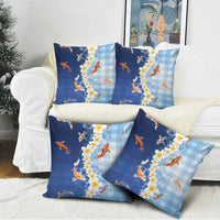 Hawaii And Japan Pillow Cover Plumeria Lei With Koi Fish Blue LT05 - Polynesian Pride