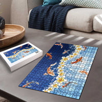 Hawaii And Japan Puzzle Plumeria Lei With Koi Fish Blue - Polynesian Pride
