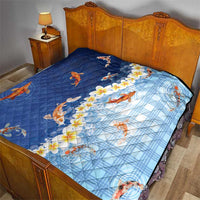 Hawaii And Japan Quilt Plumeria Lei With Koi Fish Blue - Polynesian Pride