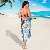 Hawaii And Japan Sarong Plumeria Lei With Koi Fish Blue - Polynesian Pride