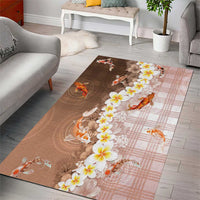 Hawaii And Japan Area Rug Plumeria Lei With Koi Fish Beige - Polynesian Pride