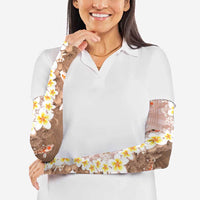 Hawaii And Japan Arm Sleeves Plumeria Lei With Koi Fish Beige - Polynesian Pride