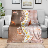 Hawaii And Japan Blanket Plumeria Lei With Koi Fish Beige - Polynesian Pride