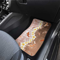 Hawaii And Japan Car Mats Plumeria Lei With Koi Fish Beige - Polynesian Pride
