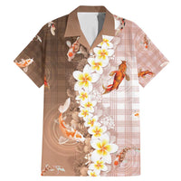 Hawaii And Japan Family Matching Mermaid Dress and Hawaiian Shirt Plumeria Lei With Koi Fish Beige - Polynesian Pride