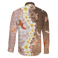 Hawaii And Japan Family Matching Tank Maxi Dress and Hawaiian Shirt Plumeria Lei With Koi Fish Beige LT05 - Polynesian Pride