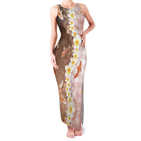 Hawaii And Japan Family Matching Tank Maxi Dress and Hawaiian Shirt Plumeria Lei With Koi Fish Beige - Polynesian Pride