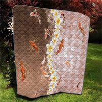 Hawaii And Japan Quilt Plumeria Lei With Koi Fish Beige - Polynesian Pride
