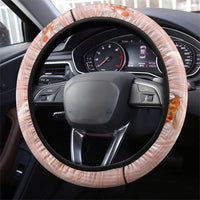 Hawaii And Japan Steering Wheel Cover Plumeria Lei With Koi Fish Beige - Polynesian Pride
