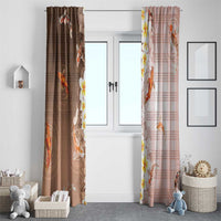 Hawaii And Japan Window Curtain Plumeria Lei With Koi Fish Beige - Polynesian Pride