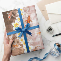 Hawaii And Japan Wrapping Paper Plumeria Lei With Koi Fish Beige