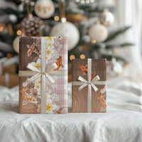 Hawaii And Japan Wrapping Paper Plumeria Lei With Koi Fish Beige